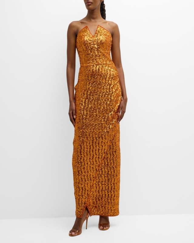 Strapless Sequin Column Gown